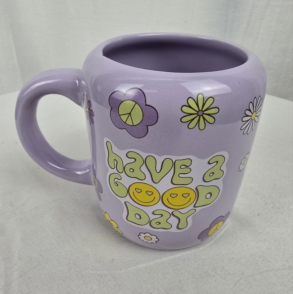 New Have a Good Day Purple Floral Hippie Groovy Mug - Picture 2 of 6